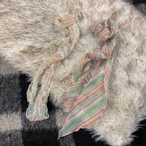 3/$30 Vintage sequin silky satin hair twilly scarf bundle